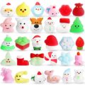 Outee Christmas Mochi Animals Toys, 30 Pcs Mini Stress Relief Toys Mochi Animals Toys Kawaii Mochi Santa Claus Relief Stress Toys for Kids Adults Christmas Decoration Gift Xmas Gifts