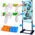 TIGTECGAME Gun Toy for 5 6 7 8 9 10 11 12 Years Old Boys Girls Best Kids Birthday Gift with Moving Shooting Target 2 Blaster Guns and 18 Foam Balls - Compatible with Nerf Toy Guns