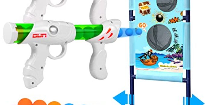 TIGTECGAME Gun Toy for 5 6 7 8 9 10 11 12 Years Old Boys Girls Best Kids Birthday Gift with Moving Shooting Target 2 Blaster Guns and 18 Foam Balls - Compatible with Nerf Toy Guns