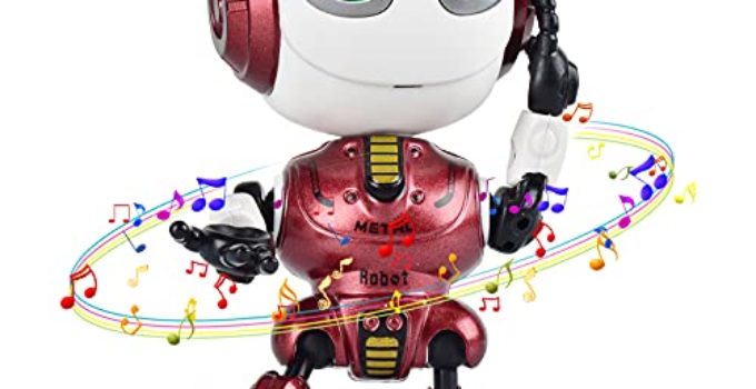 INLAIER Talking Robots for Kids, Mini Robot Toys That Repeats What You Say, Colorful Flashing Eyes and Cool Sounds, Christmas Toys for Age 3+ Boys and Girls Gift (Light Red)